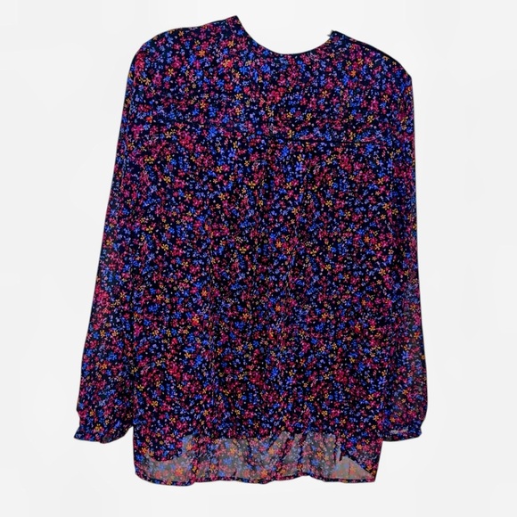 Tommy Hilfiger Floral Blouse L vintage Boho Cottagecore purple long sleeve y2k - Picture 4 of 6